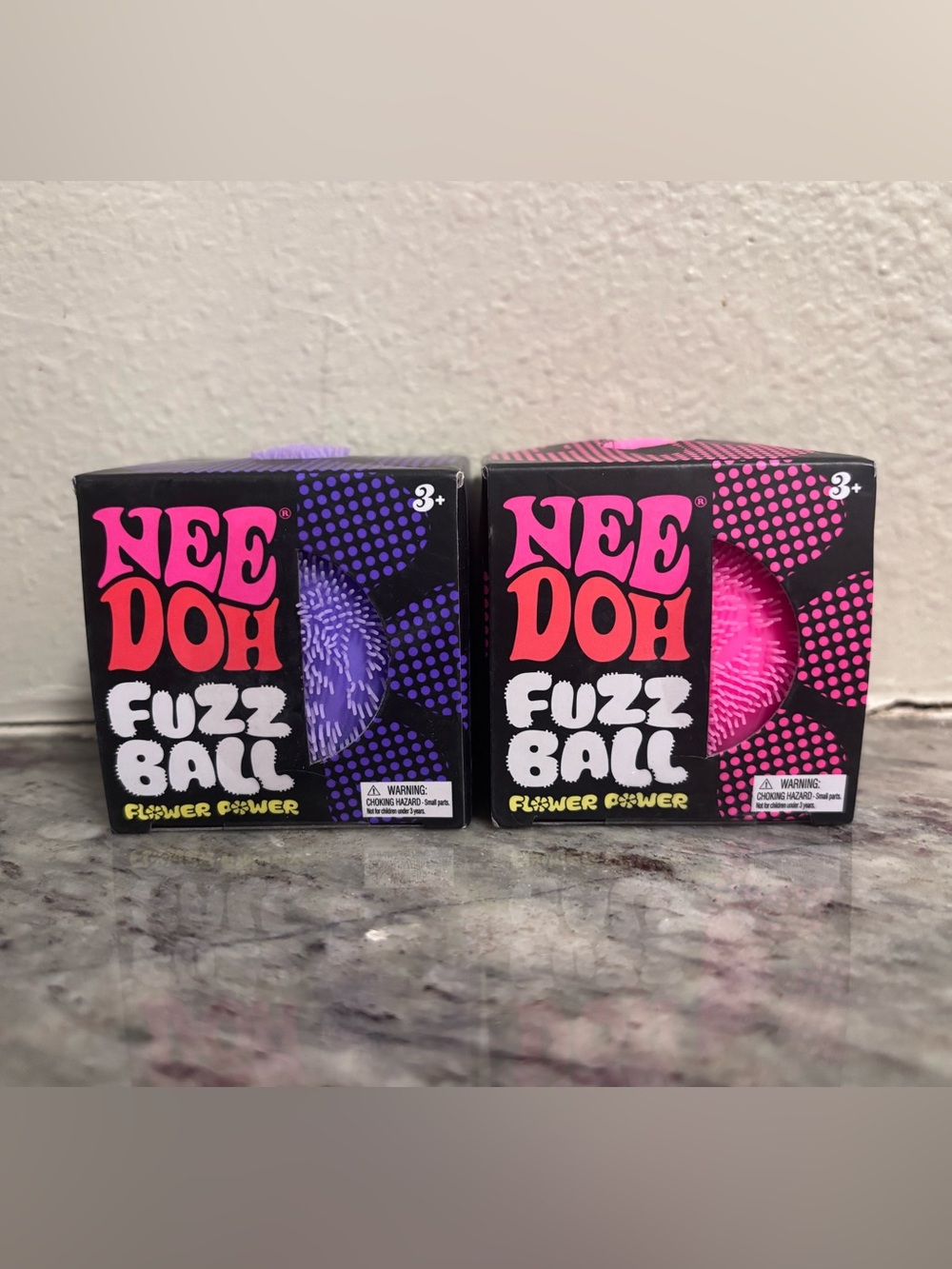 NeeDoh Fuzz Ball Flower Power Squishy Toy - Pink & Purple